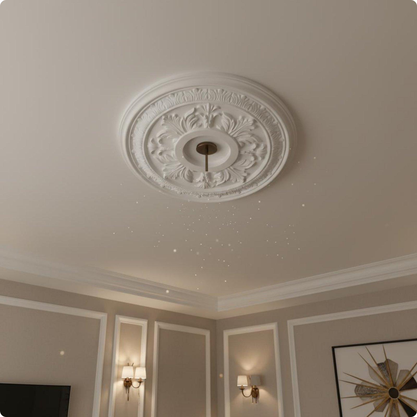 Decor Lighting Fixtures - Gold Embossed Ceiling Light Panel PU