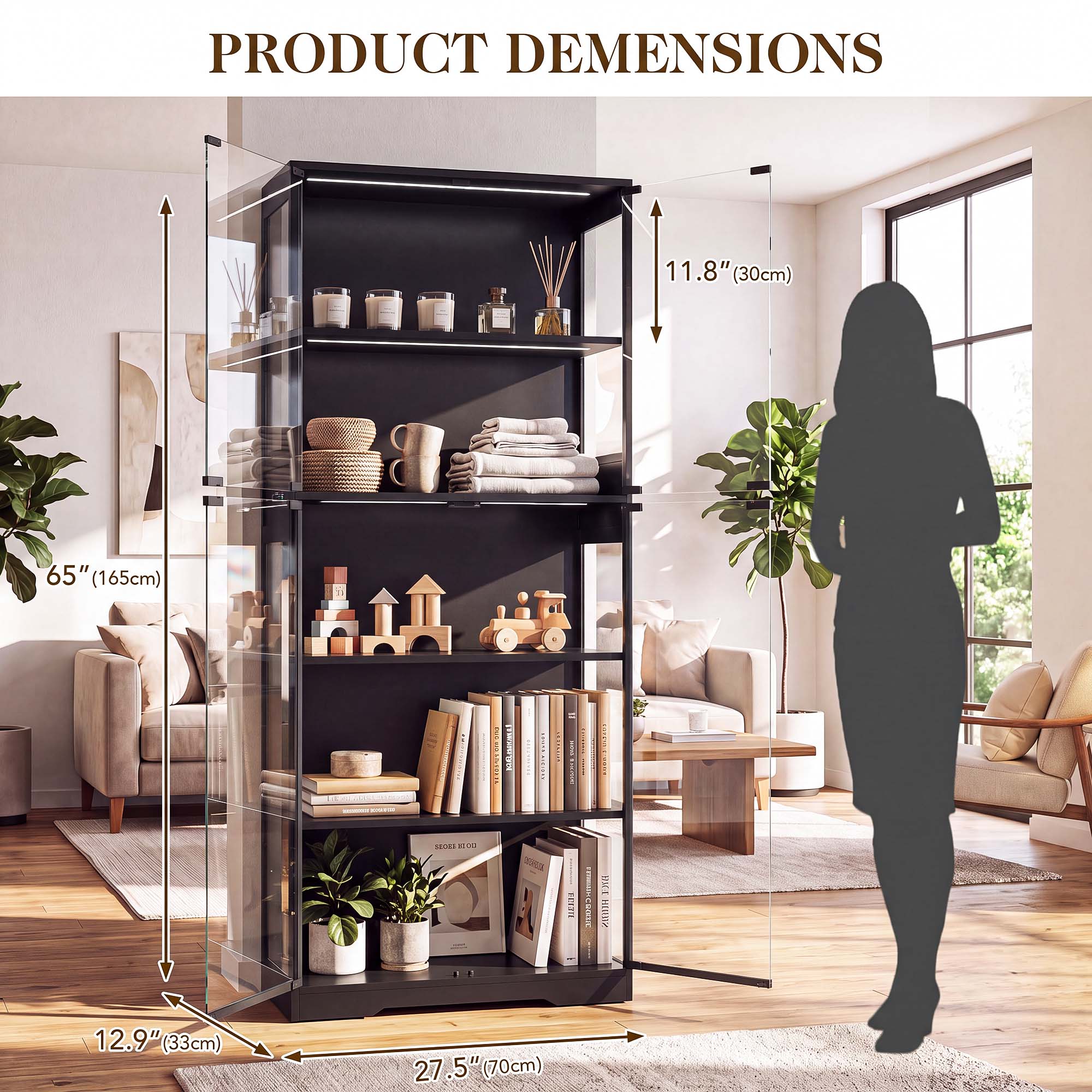 TCGBKAF 5‑Tier Display Cabinet - Lighting & Home Decor Studio ulasan dan harga