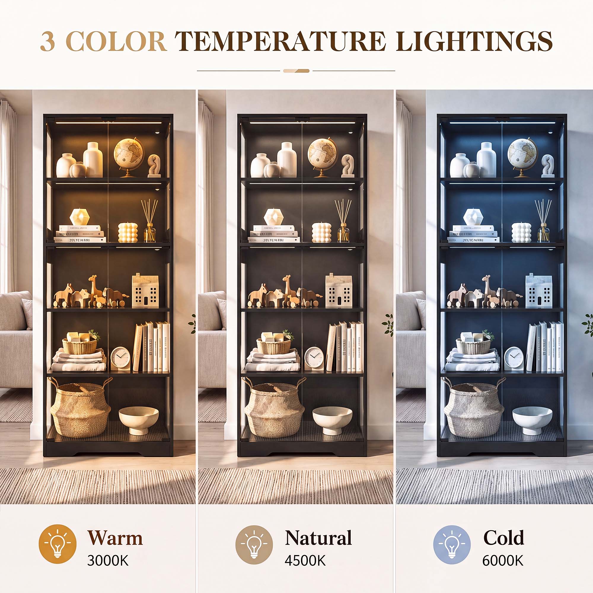 TCGBKAF 5‑Tier Display Cabinet - Lighting & Home Decor Studio ulasan dan harga