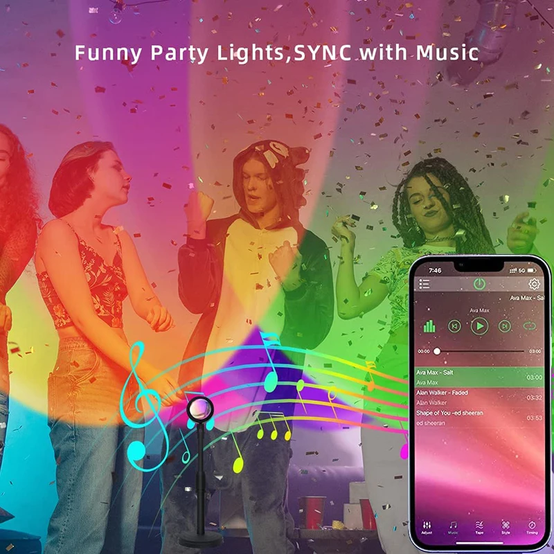 Smart LED Sunset Lamp Colorful - Touch Dimmer Lamp ulasan dan harga