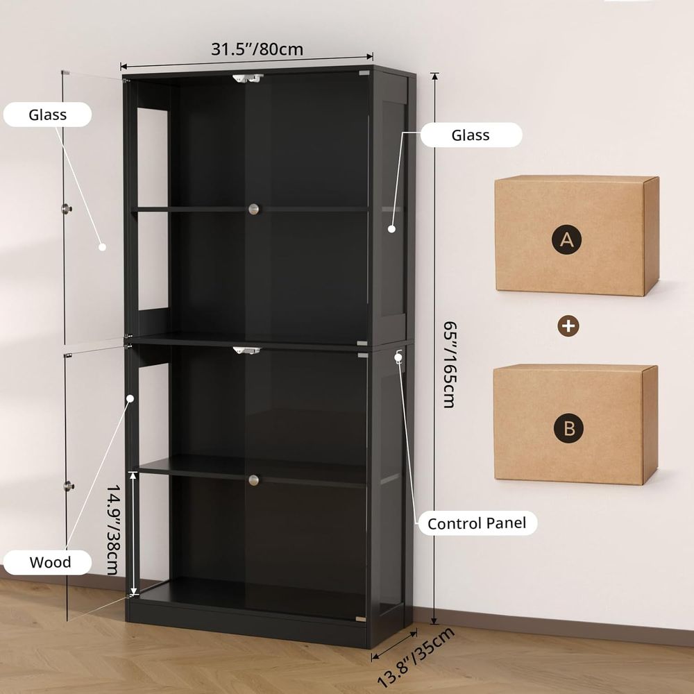 65 Glass Door Display Cabinet, - Lighting & Home Decor Studio ulasan dan harga