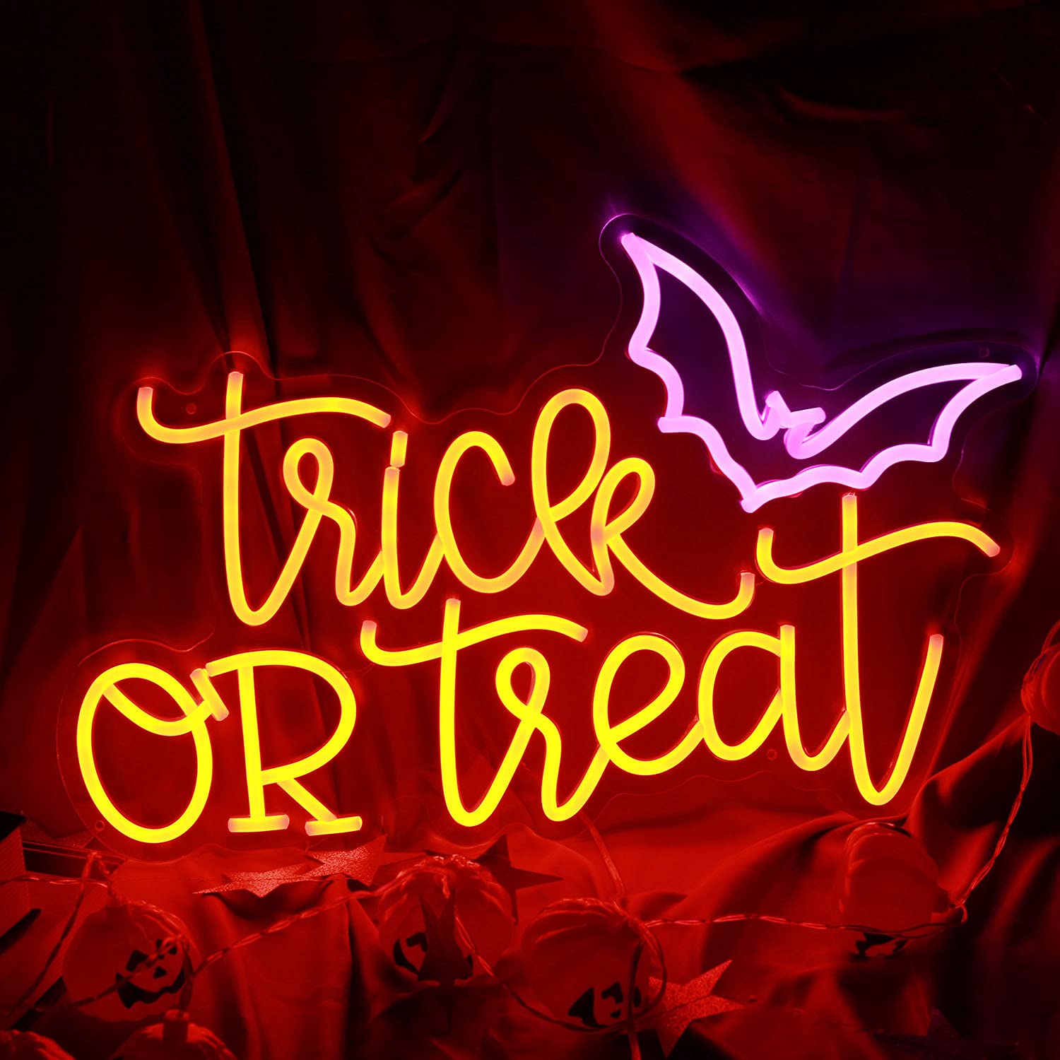 Trick or Treat Neon Sign Light - Home Decor Lighting Tricks ulasan dan harga