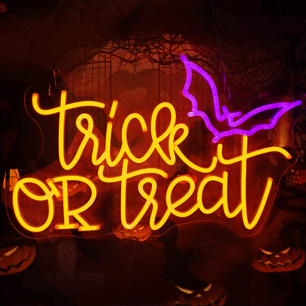Trick or Treat Neon Sign Light - Home Decor Lighting Tricks ulasan dan harga
