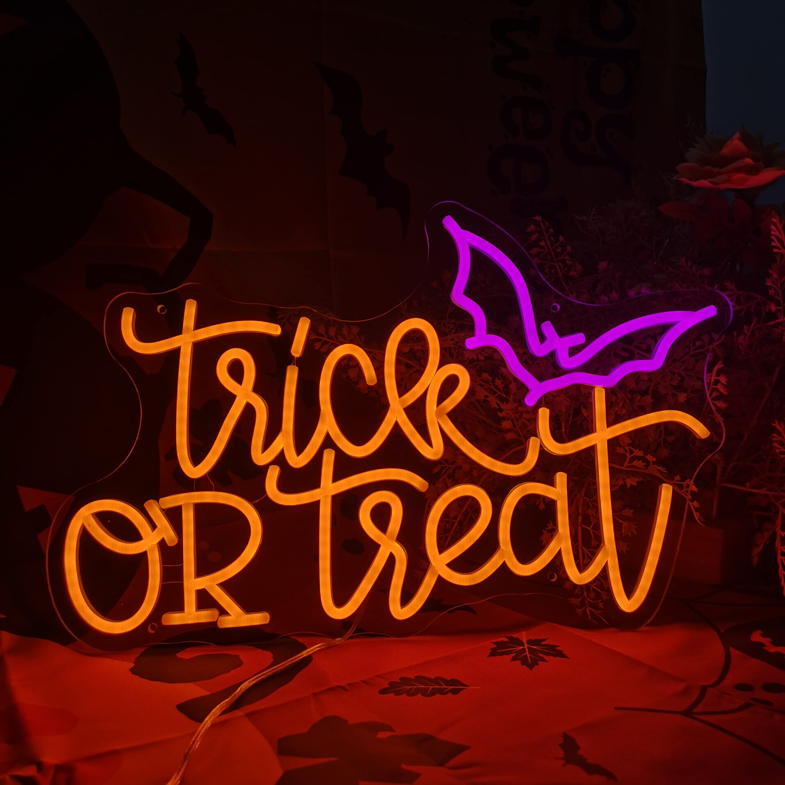 Trick or Treat Neon Sign Light - Home Decor Lighting Tricks ulasan dan harga