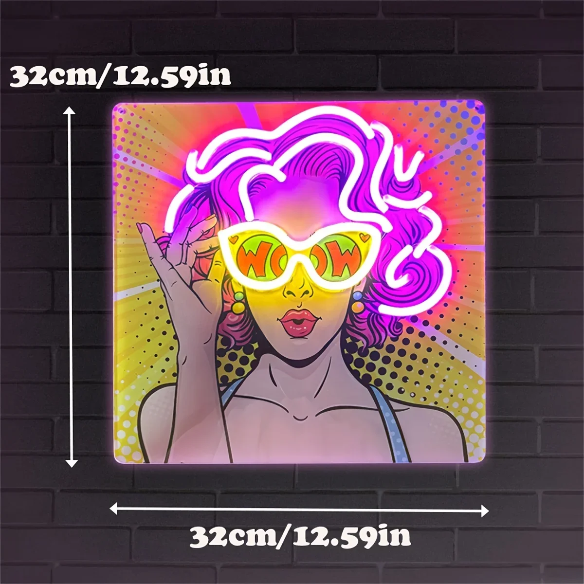 Wow Lady Pop Art LED Neon Sign - Outdoor Lighting Decor Wow ulasan dan harga