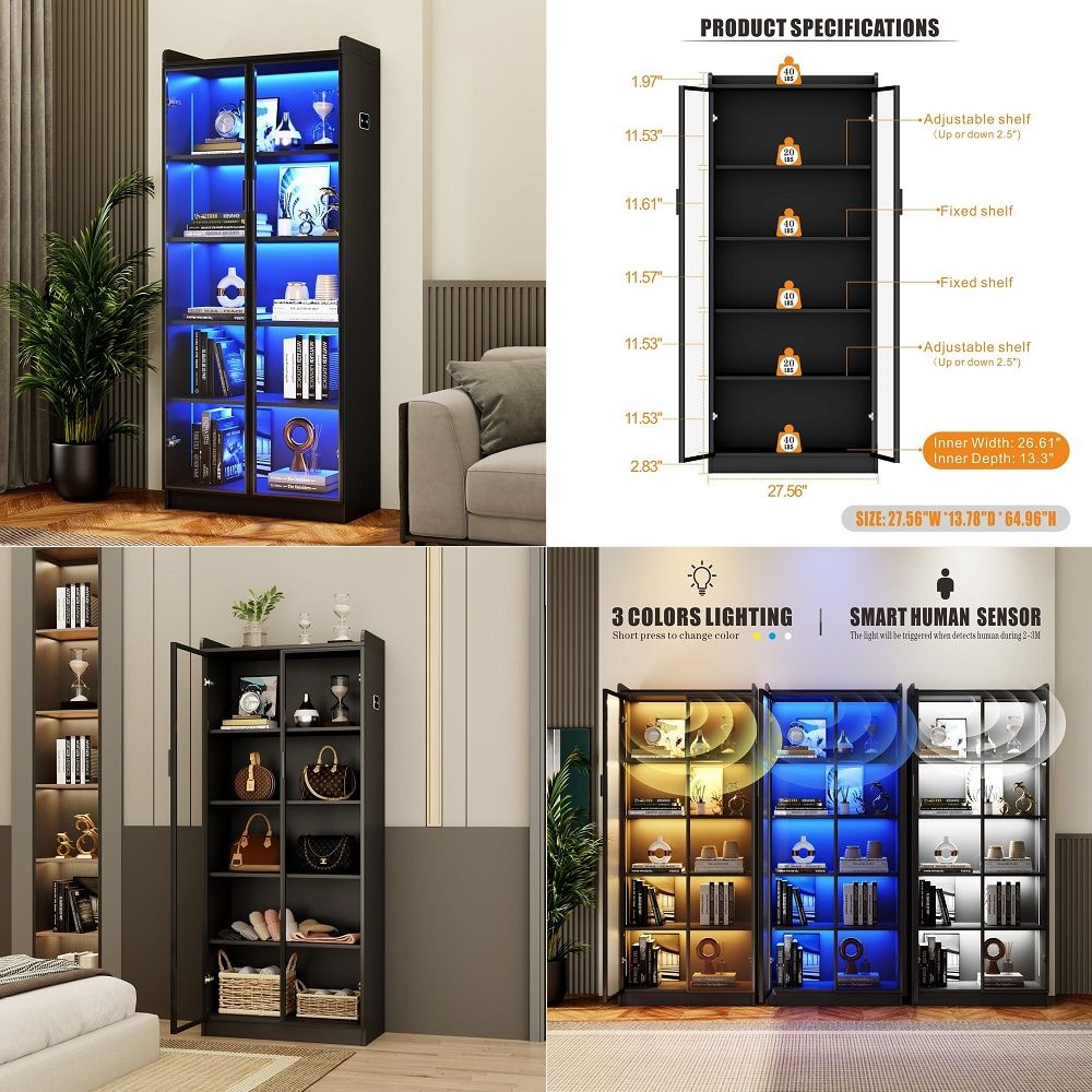 Display Cabinet with Adjustabl - Lighting & Home Decor Studio ulasan dan harga