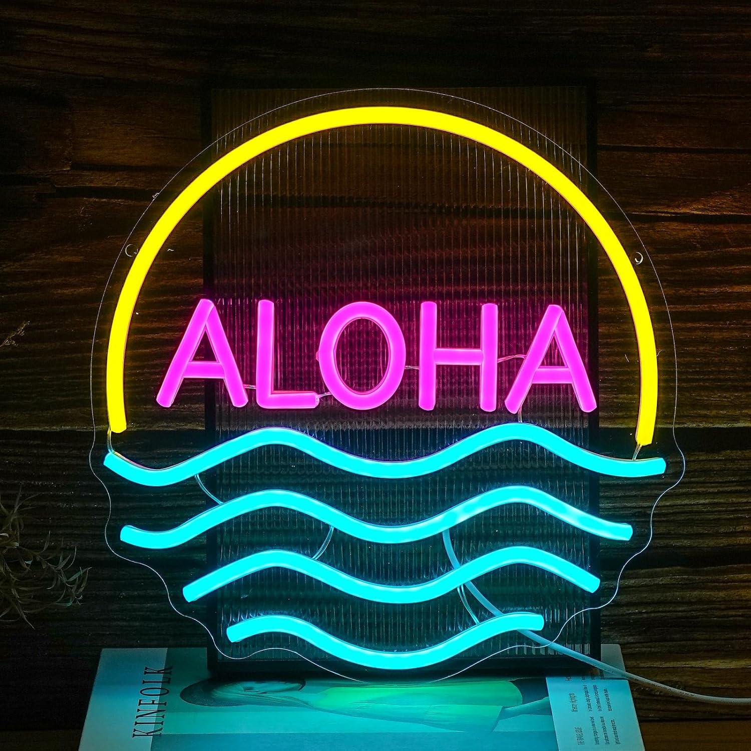 Aloha Sunset Wave Neon Sign US - Lighting Decor Rentals ulasan dan harga