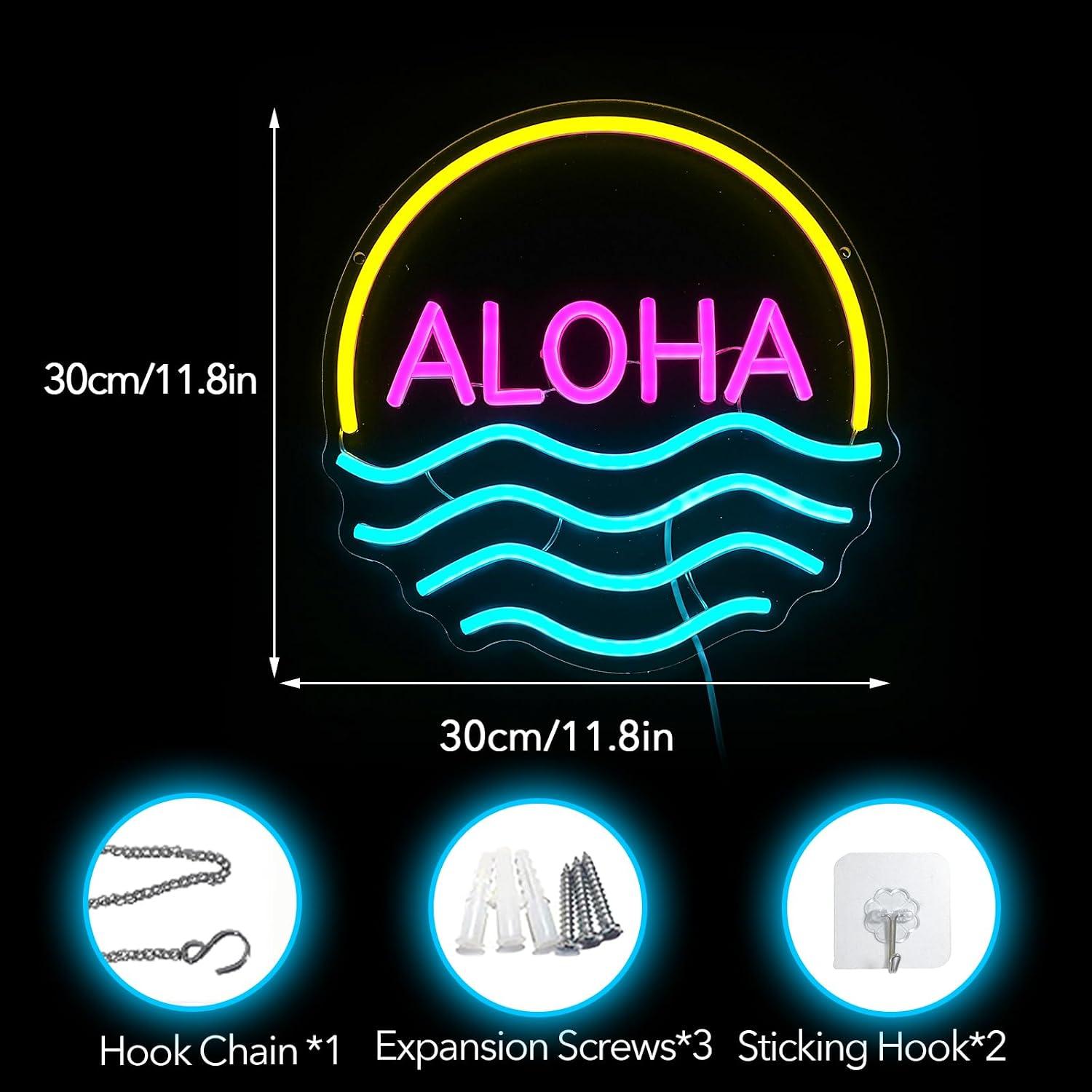 Aloha Sunset Wave Neon Sign US - Lighting Decor Rentals ulasan dan harga