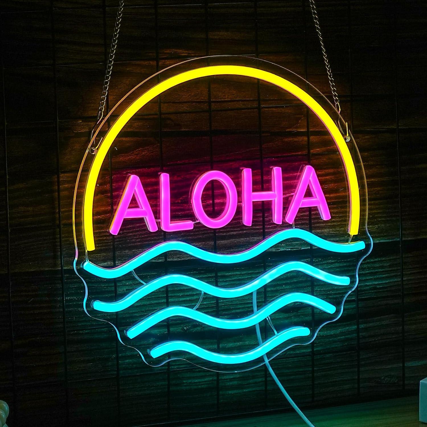 Aloha Sunset Wave Neon Sign US - Lighting Decor Rentals ulasan dan harga
