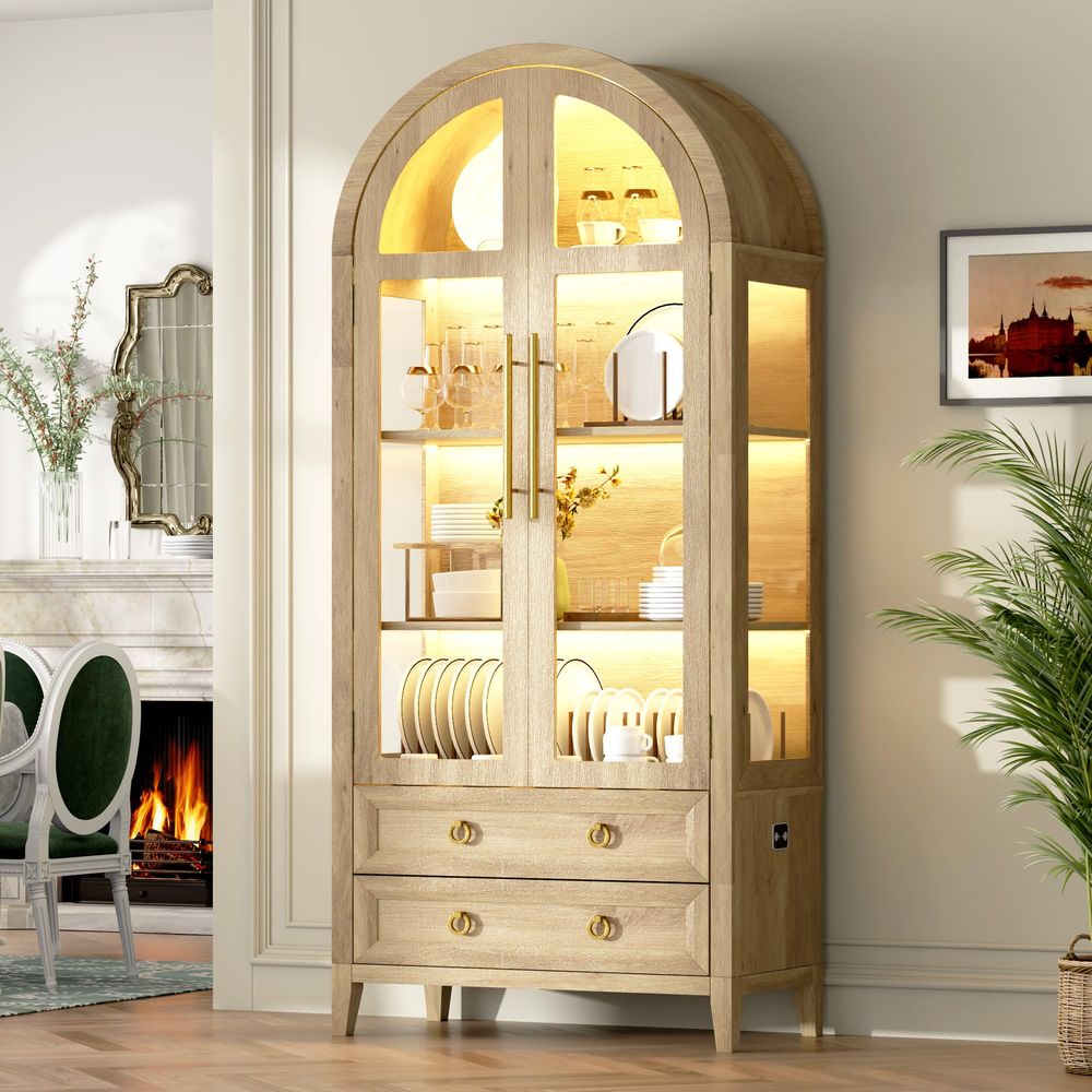 71 Arched Curio Cabinet with G - Lighting & Home Decor Studio ulasan dan harga