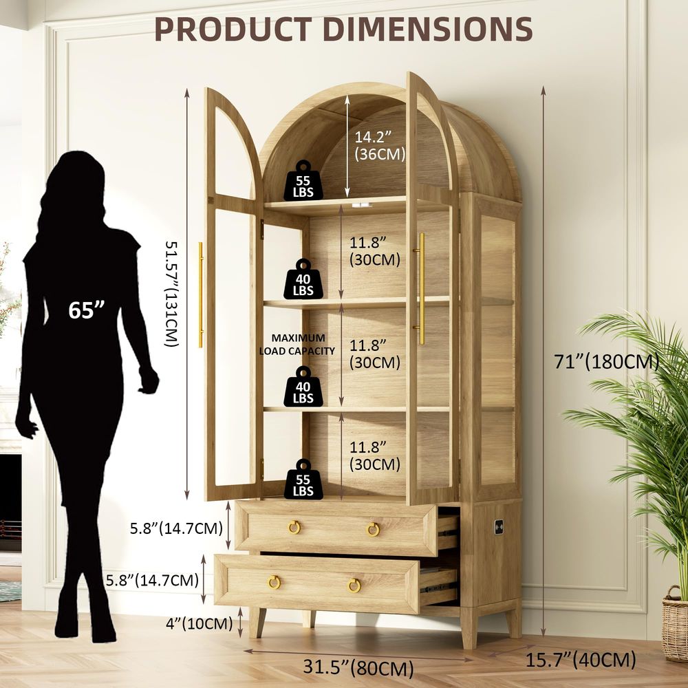 71 Arched Curio Cabinet with G - Lighting & Home Decor Studio ulasan dan harga