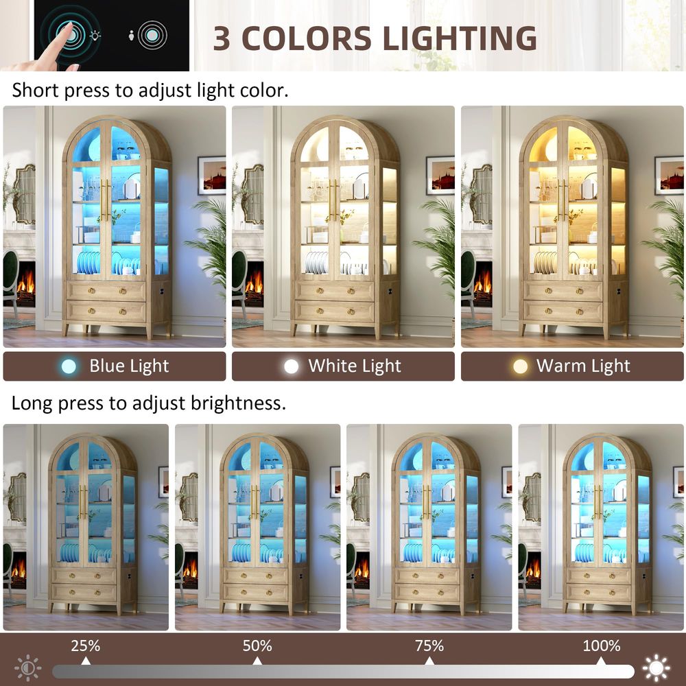 71 Arched Curio Cabinet with G - Lighting & Home Decor Studio ulasan dan harga