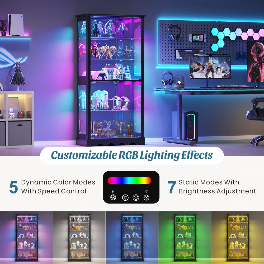 Display Cabinet with Glass Doo - Lighting & Home Decor Studio ulasan dan harga