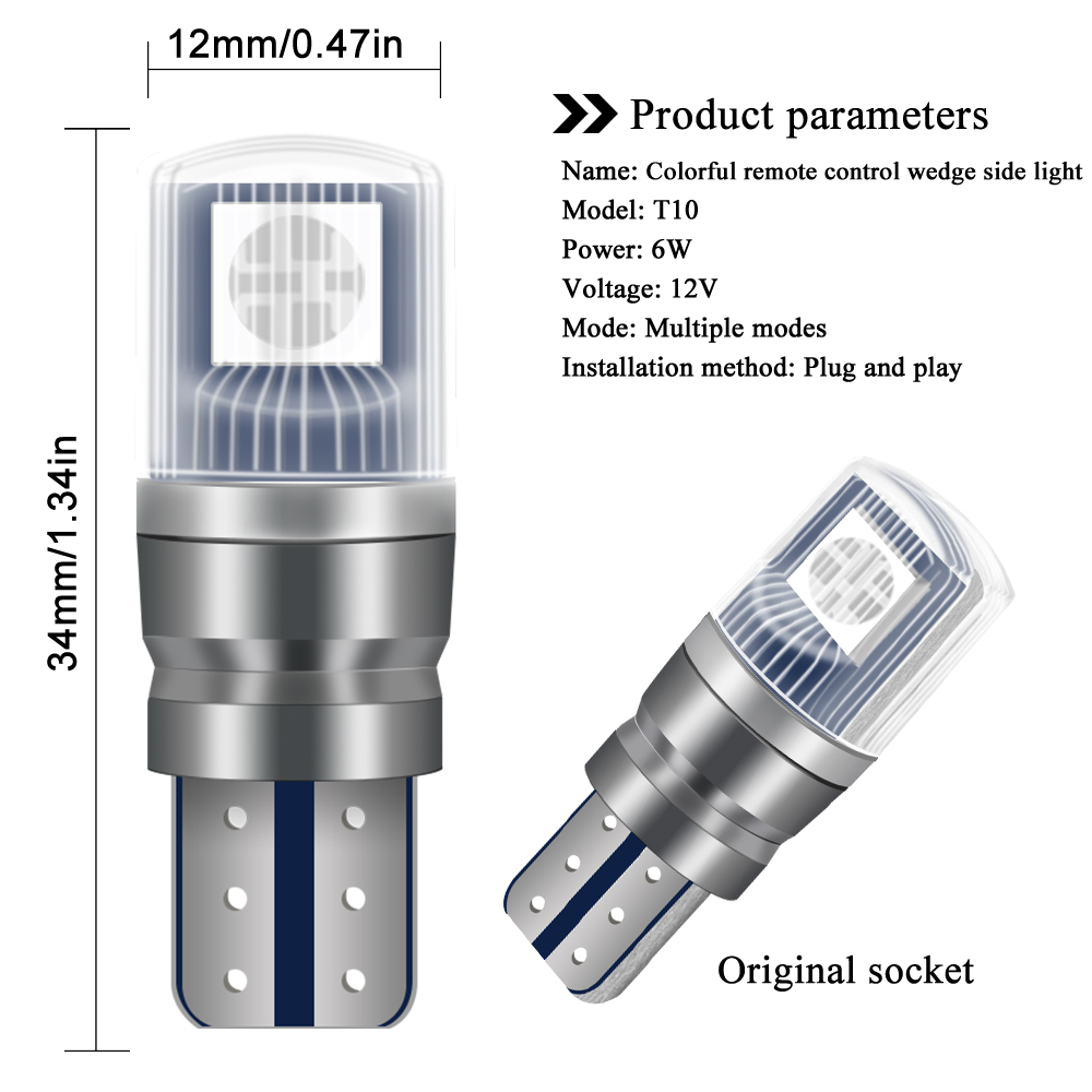 2pcs T10 LED Lights For Car RG - Touch Dimmer Lamp ulasan dan harga