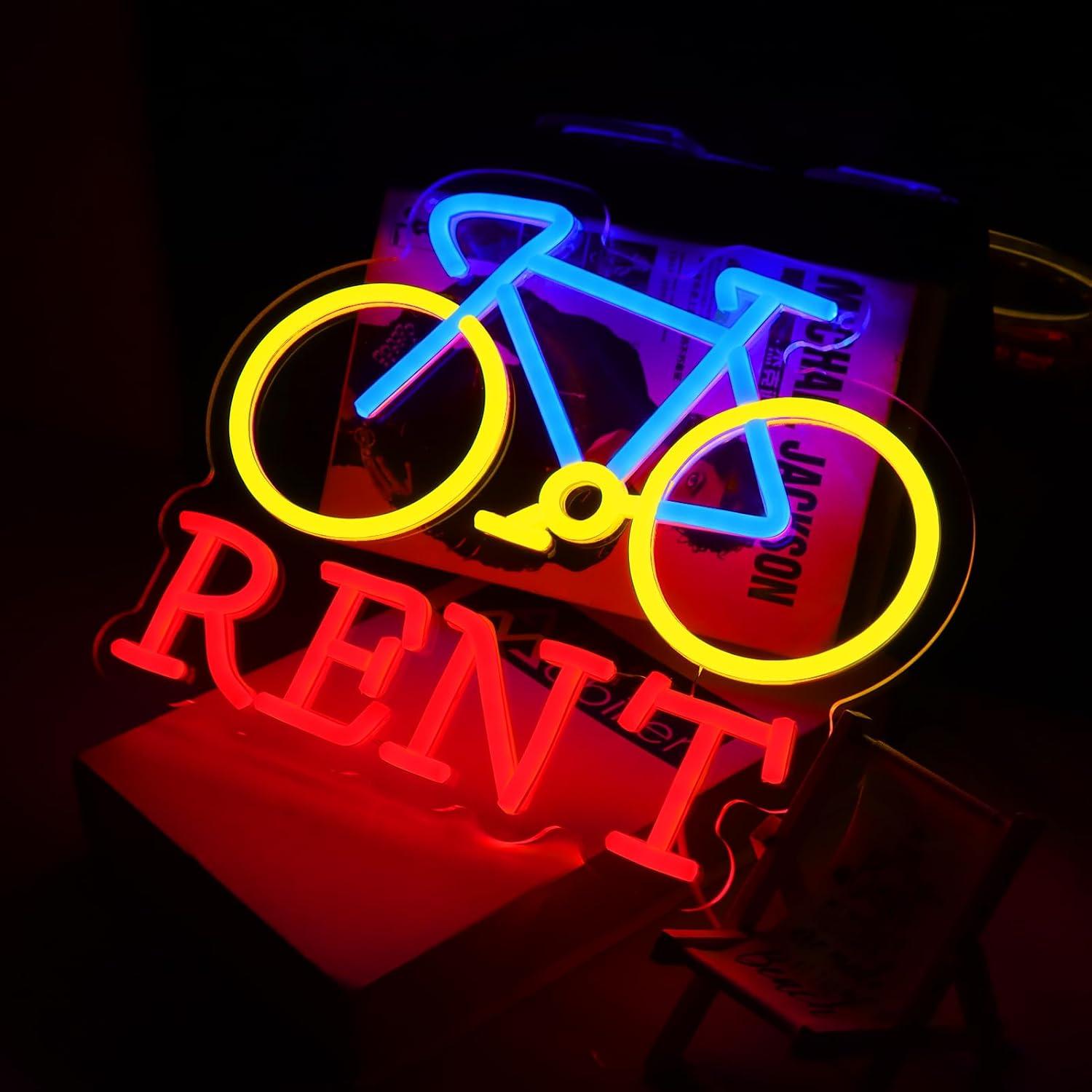 Bicycle Rent Neon Sign USB Dim - Lighting Decor Rentals ulasan dan harga
