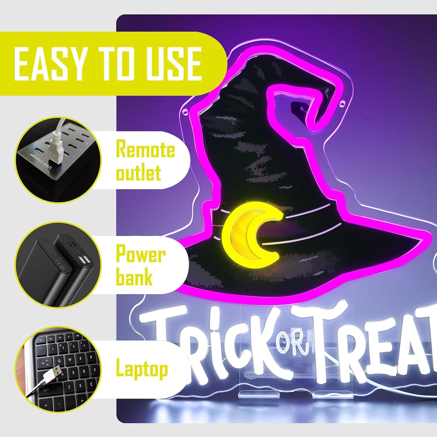 Trick Or Treat Witch Hat Neon  - Home Decor Lighting Tricks ulasan dan harga