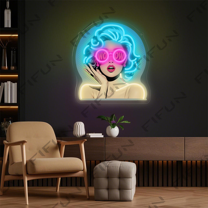 WOW Curl Girl Neon Sign UV Pri - Outdoor Lighting Decor Wow ulasan dan harga