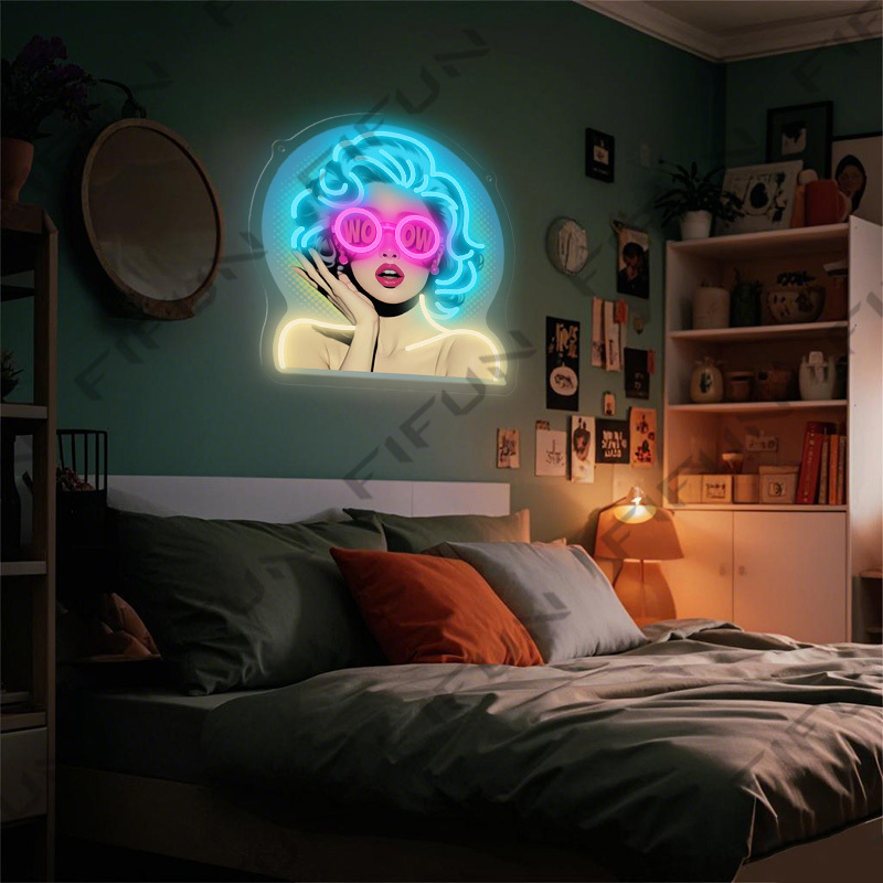 WOW Curl Girl Neon Sign UV Pri - Outdoor Lighting Decor Wow ulasan dan harga
