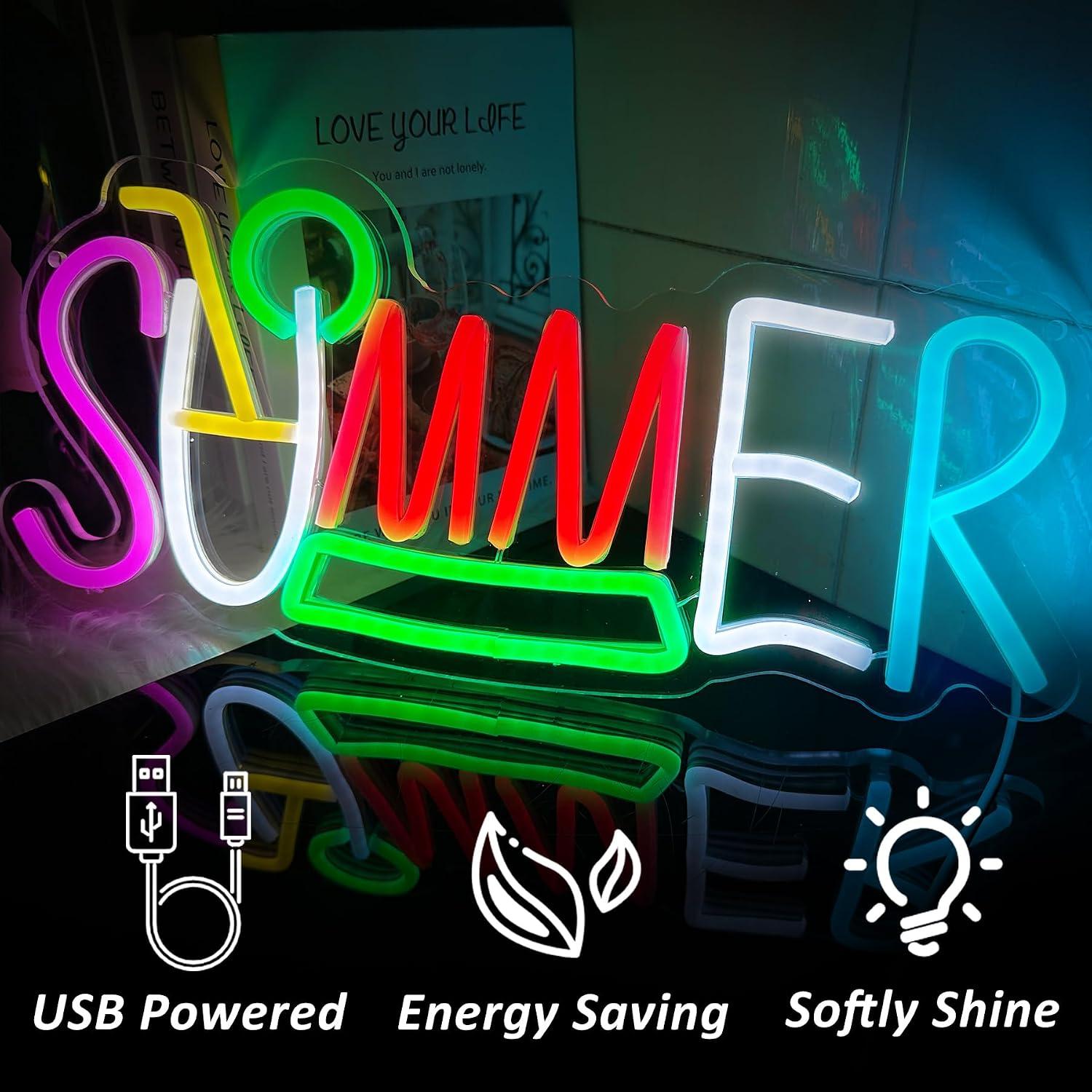 Summer Neon Sign USB Powered L - Lighting Decor Rentals ulasan dan harga